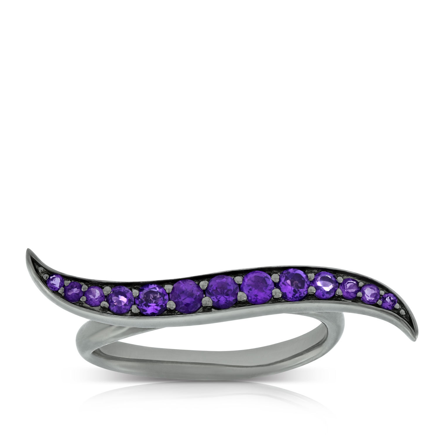 Amethyst Wave Ring, Size 7