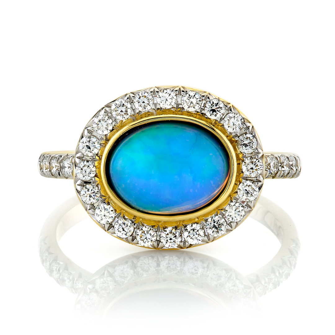 Oval Opal & Diamond Ring