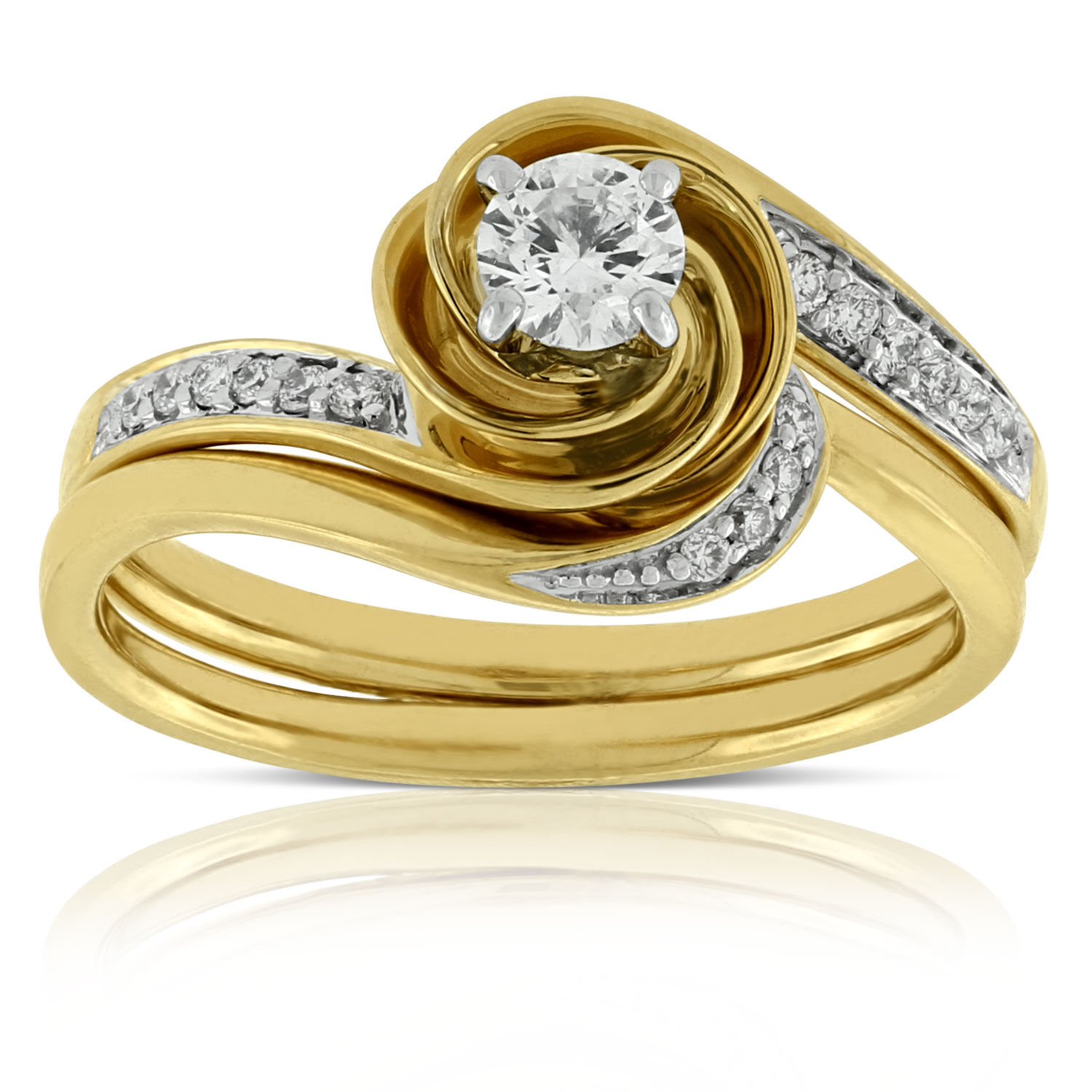 Swirl Diamond Bridal Set 14K