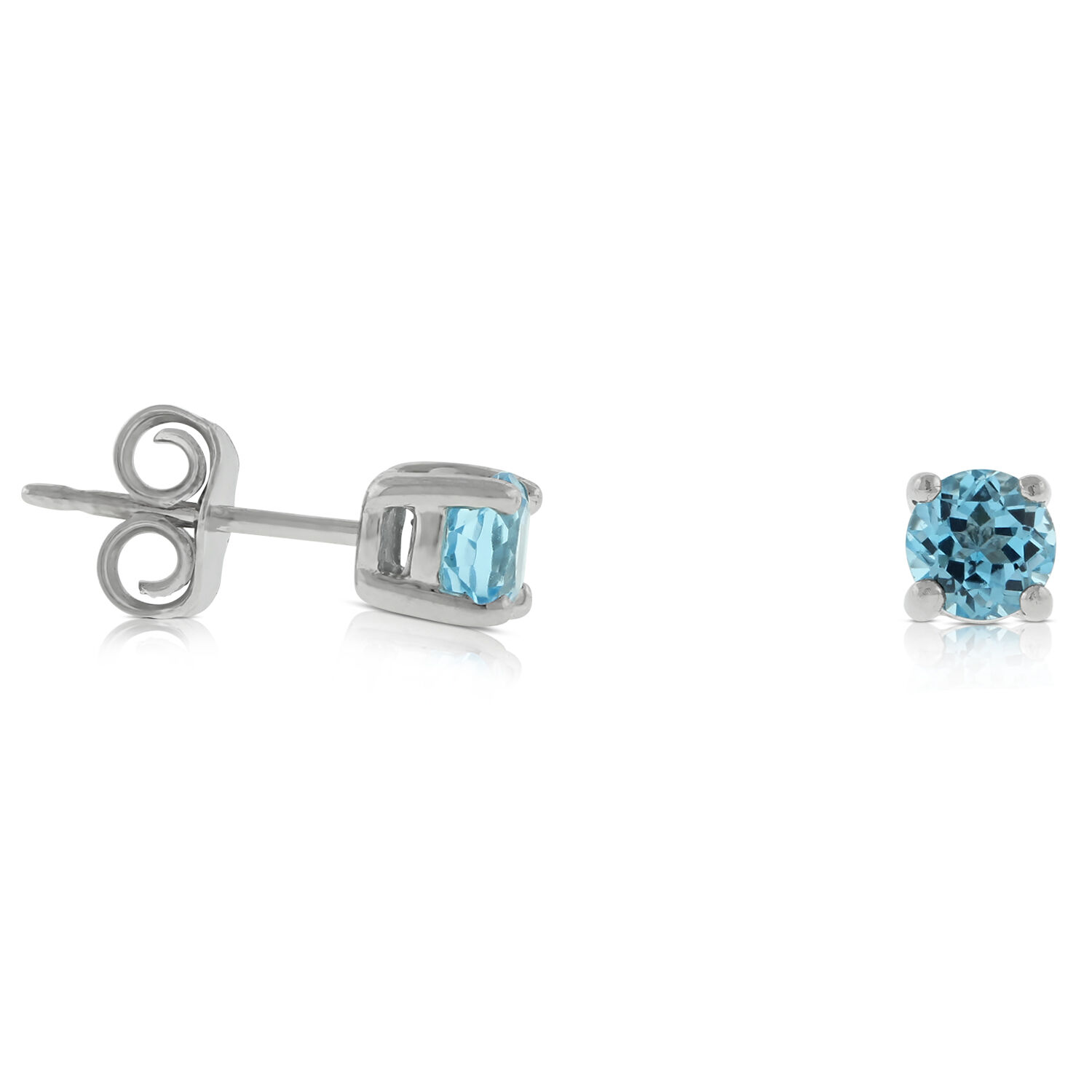 Blue Topaz Stud Earrings 14K