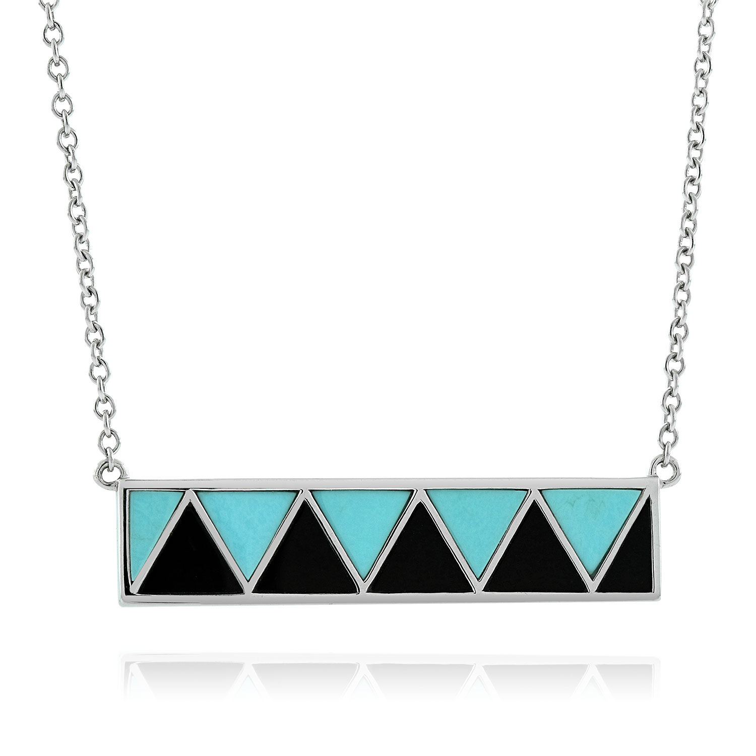 Turquoise & Black Onyx Bar Necklace