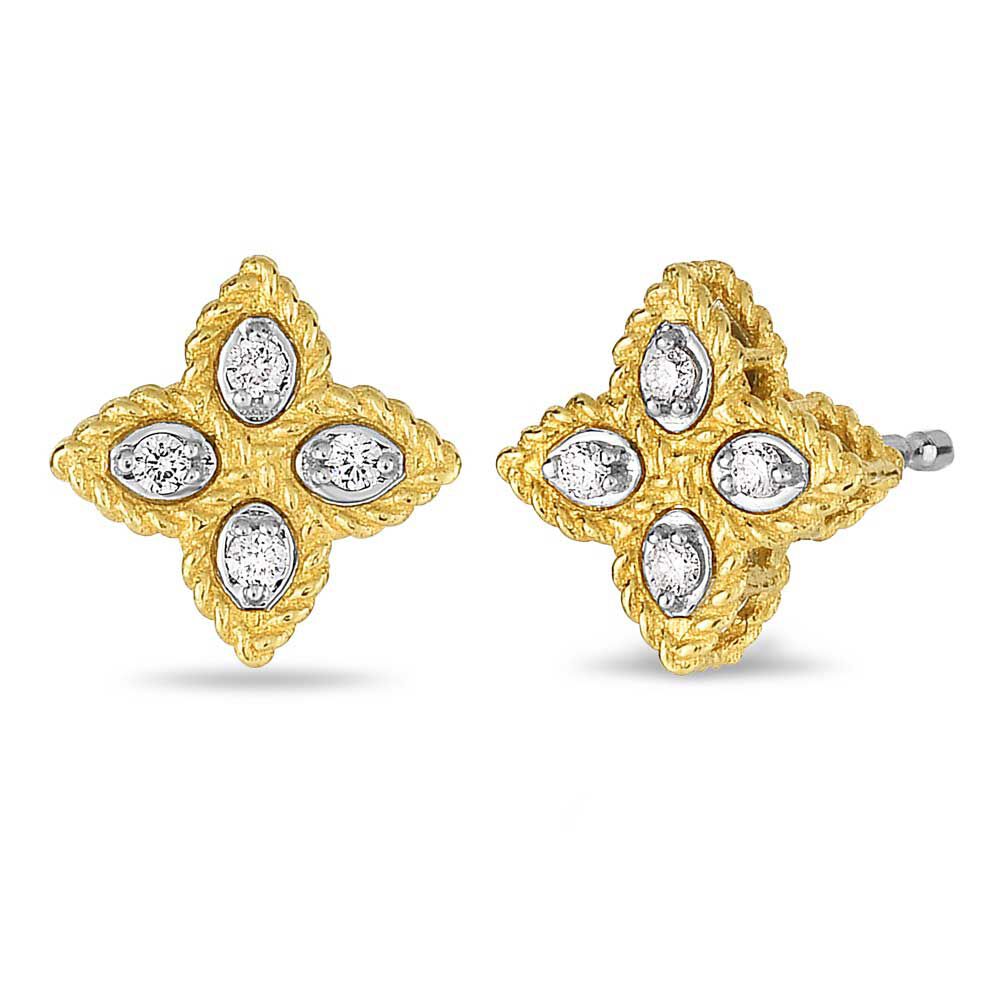 Roberto Coin Princess Flower Diamond Earrings 18K