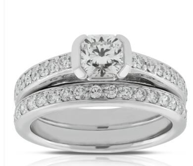 Signature Forevermark Black Label Square Diamond Bridal Set 18K