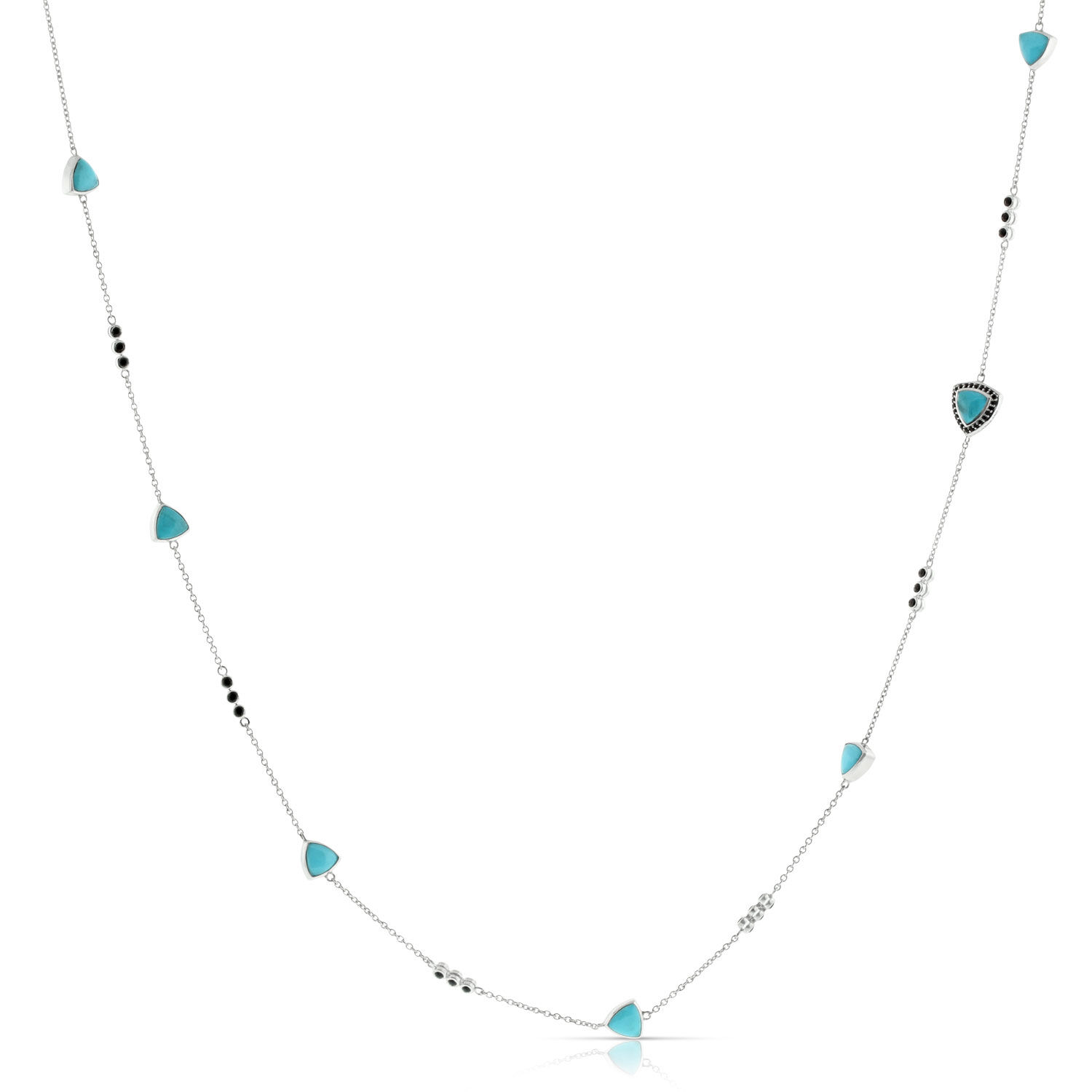 Turquoise & Black Sapphire Necklace, 36"