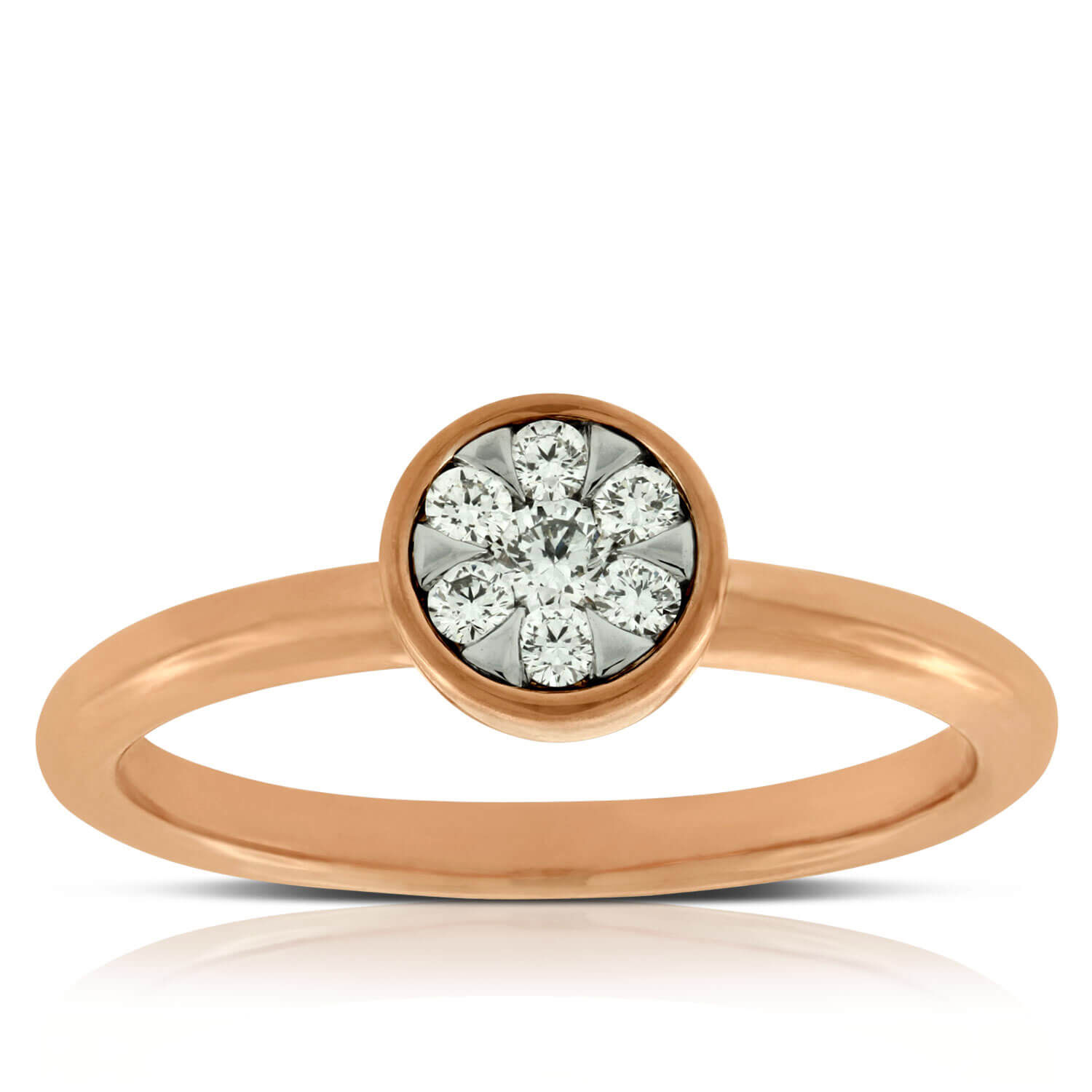 Rose Gold Cluster Ring 14K