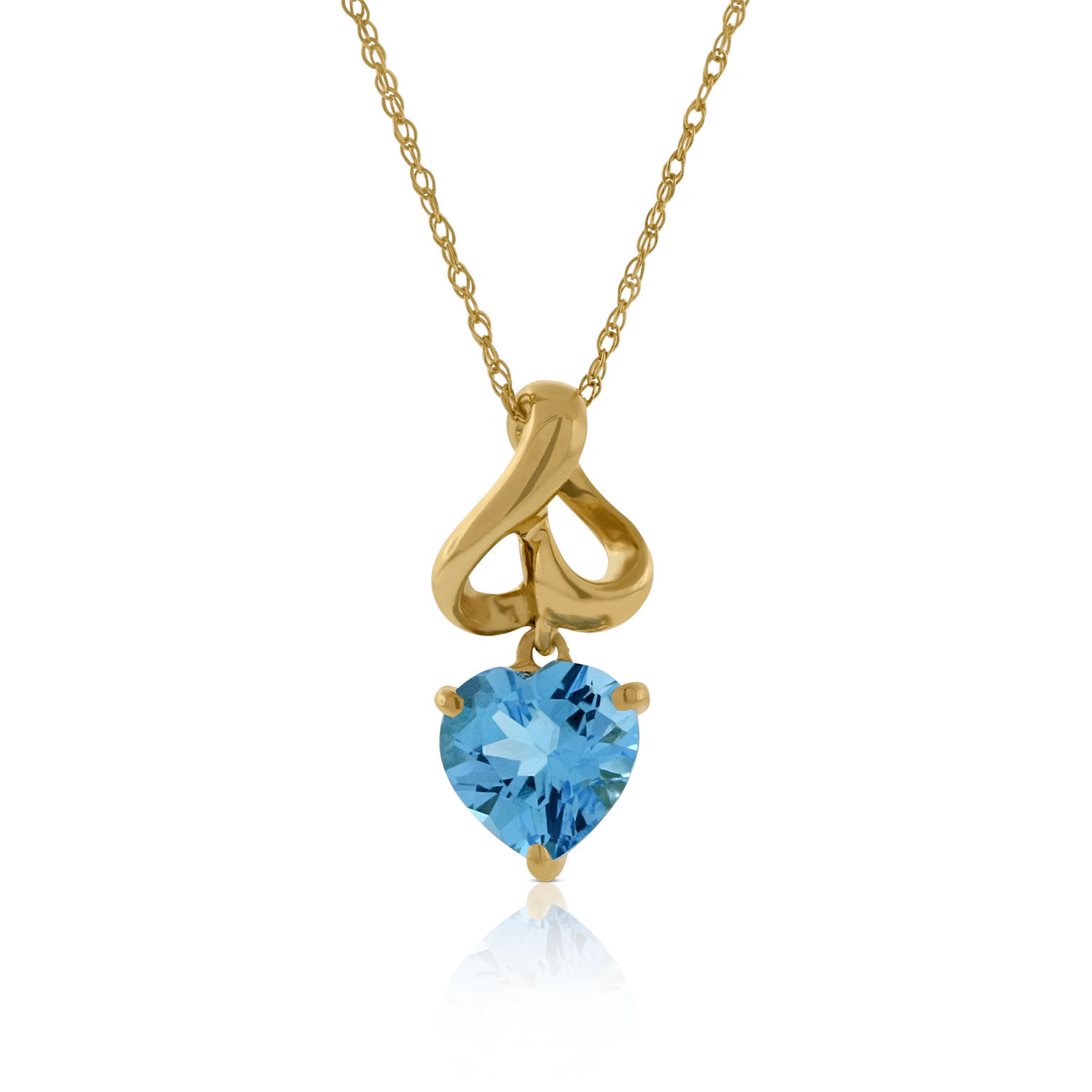 Blue Topaz Heart Pendant 14K