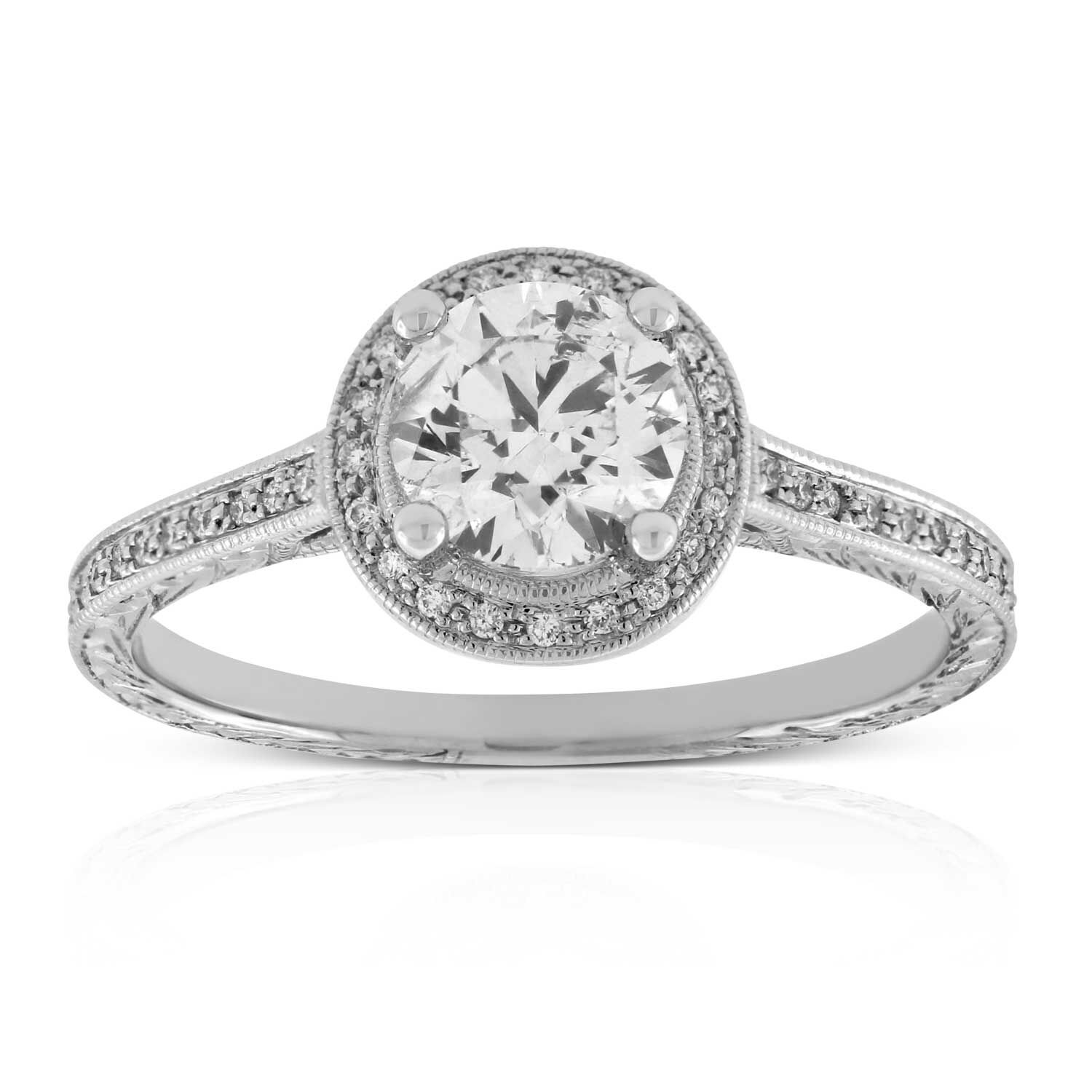 Diamond Halo Ring 14K, 1 ctw.