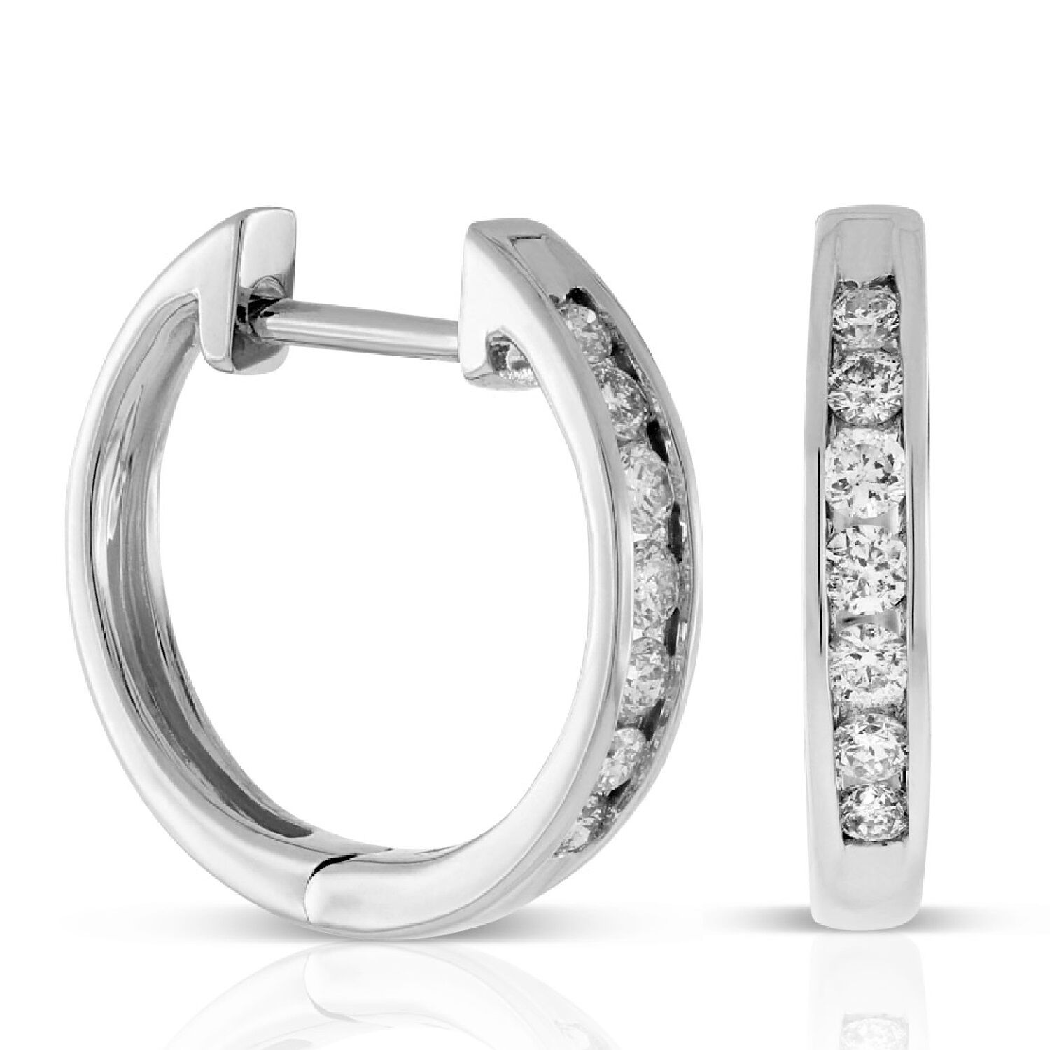 15MM Diamond Hoop Earrings 14K, 1/4 ctw.