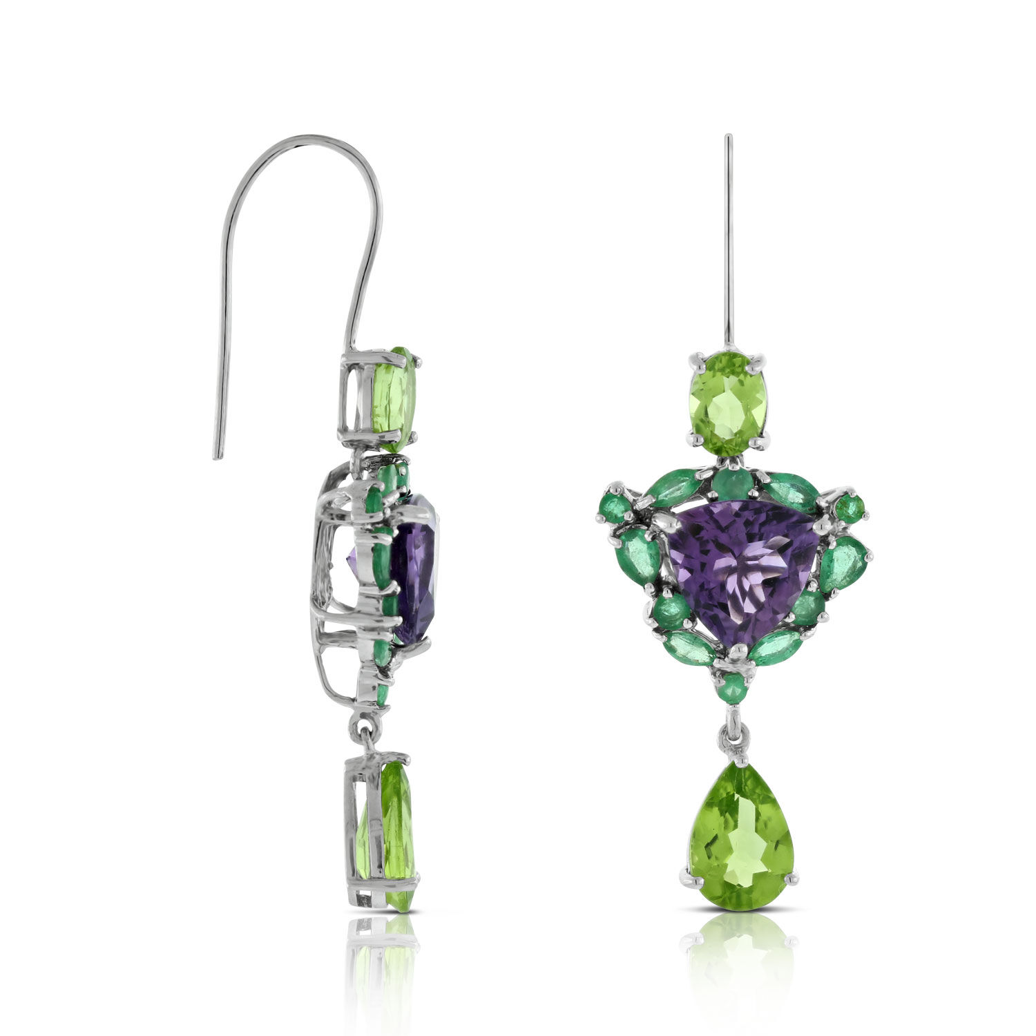 Amethyst, Emerald & Peridot Earrings