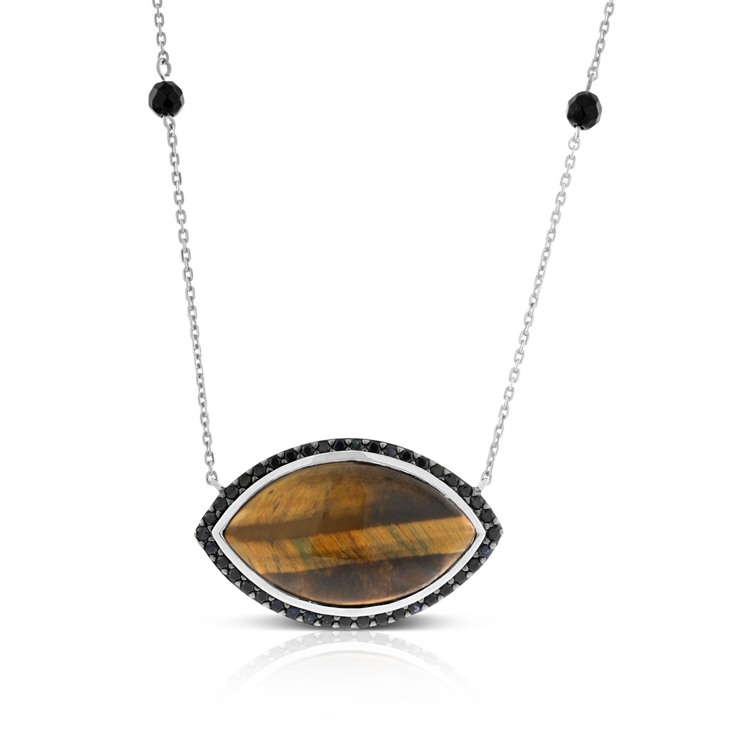 Tiger's Eye, Onyx & Black Sapphire Necklace