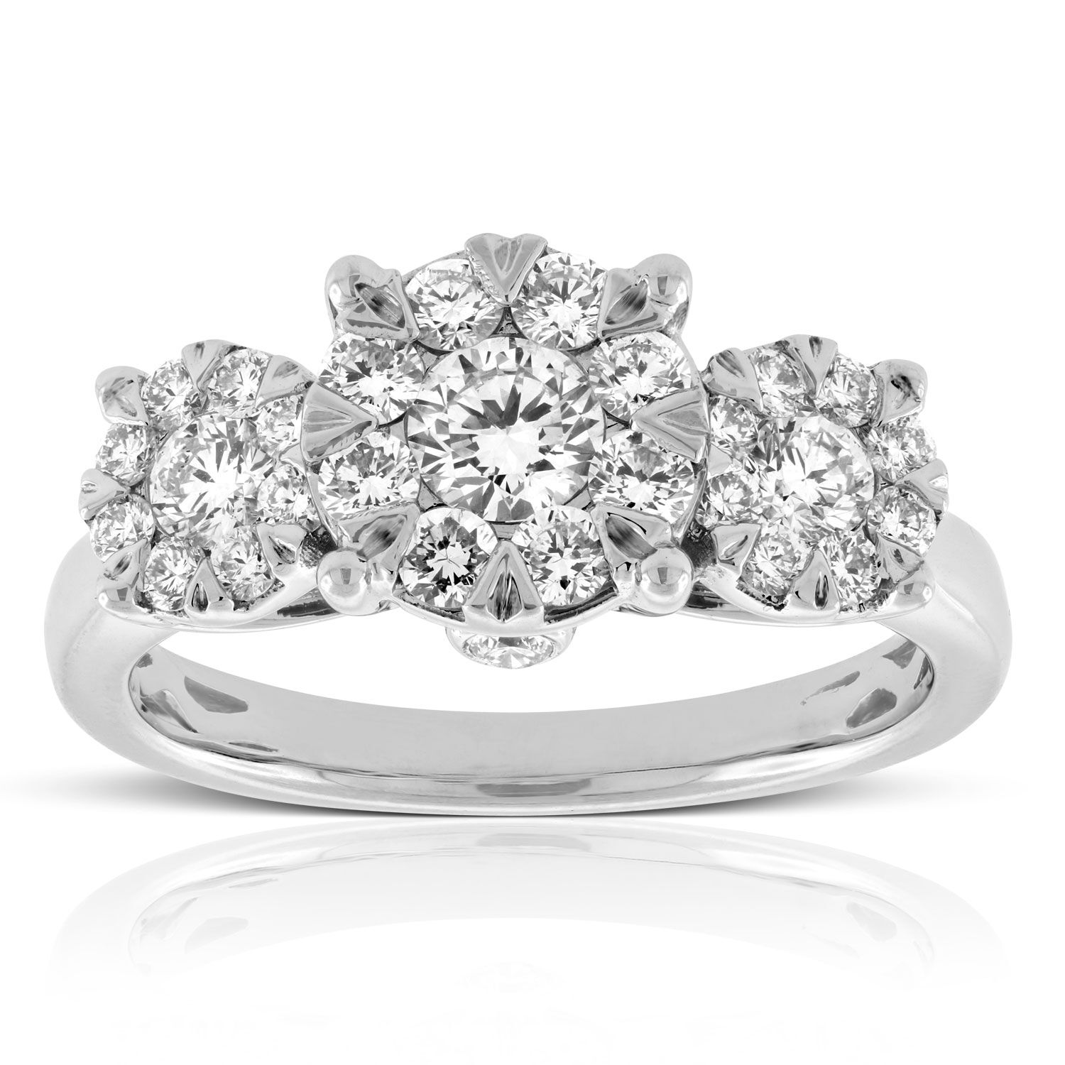 Love Eternal Diamond Cluster 3-Stone Engagement Ring 14K