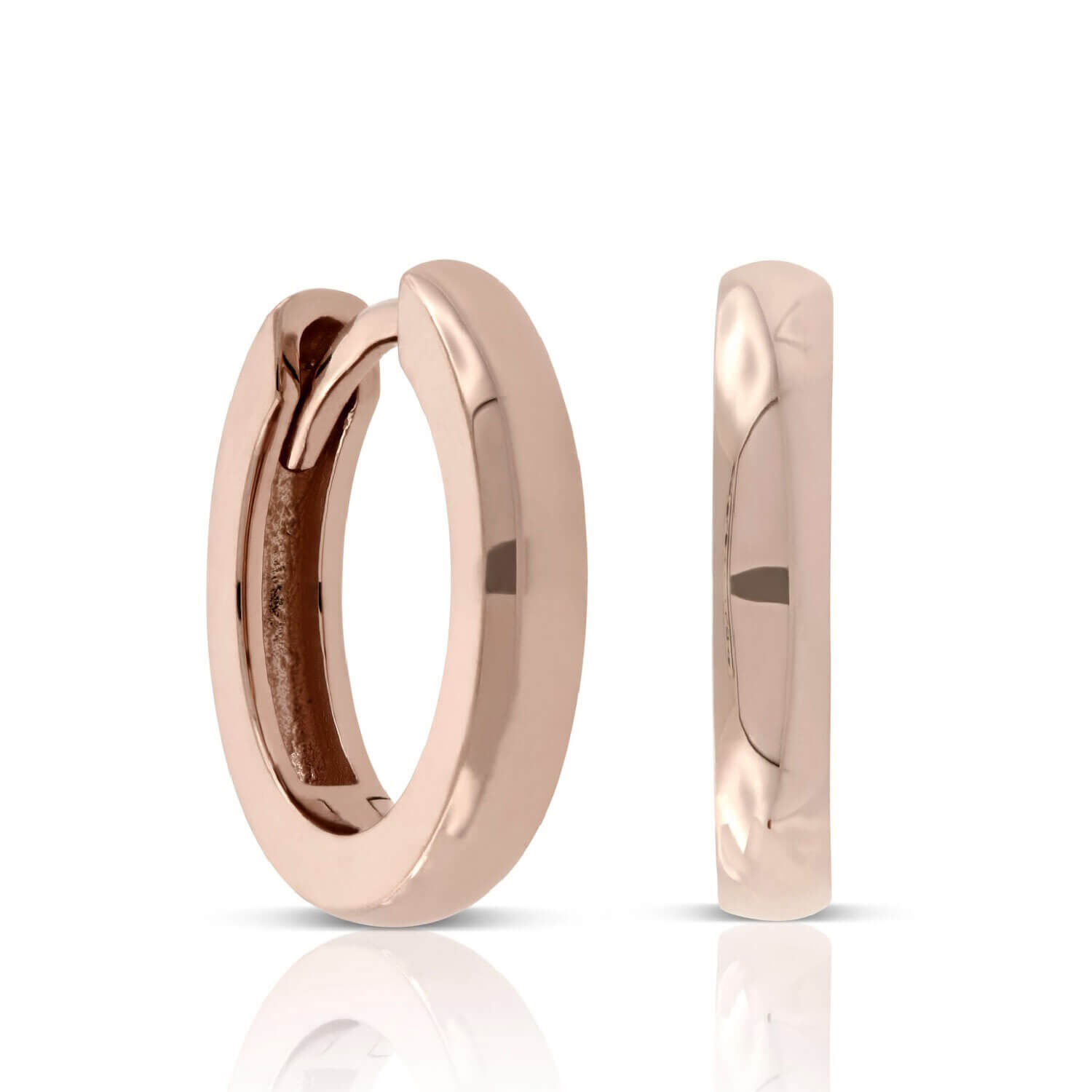 14MM Rose Gold Huggie Hoop Earrings 14K
