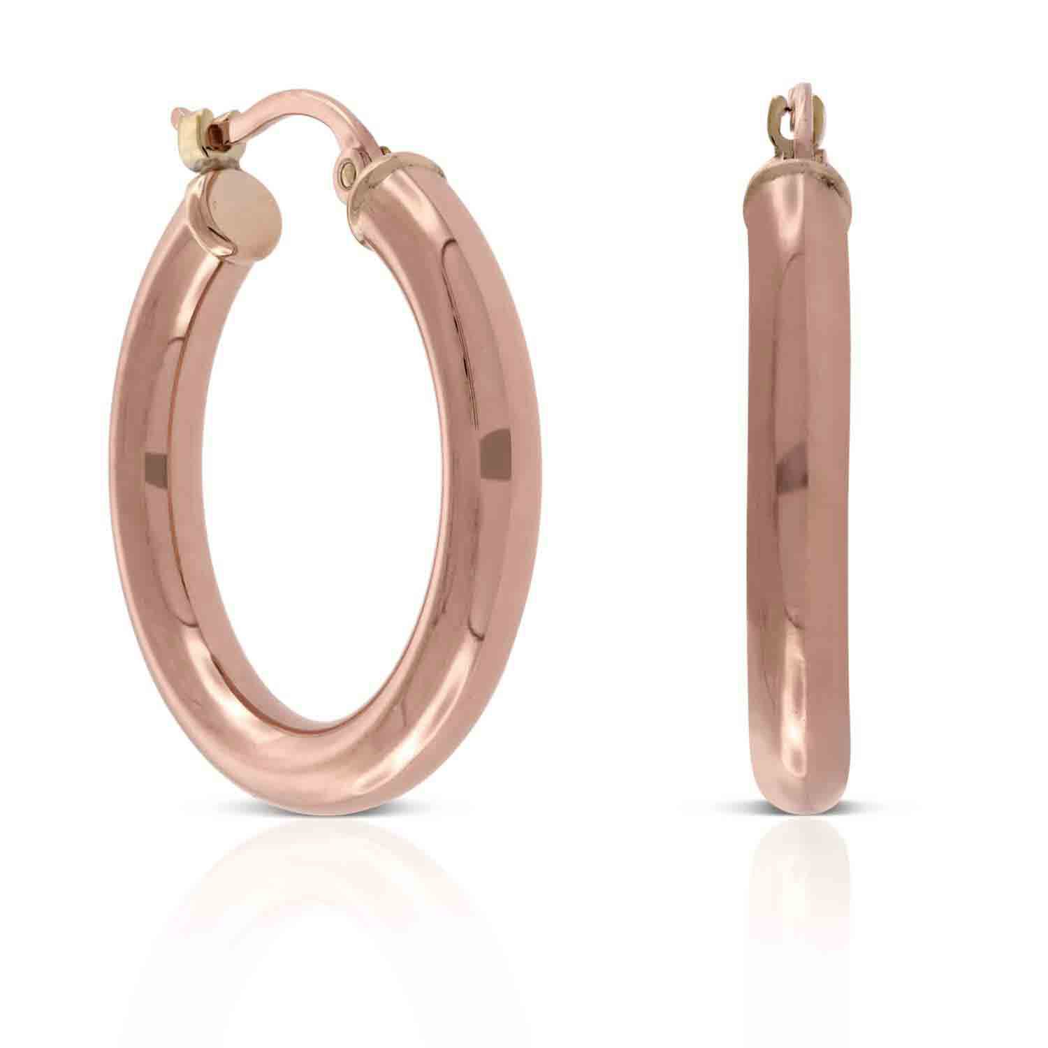 20MM Rose Gold Hoop Earrings 14K