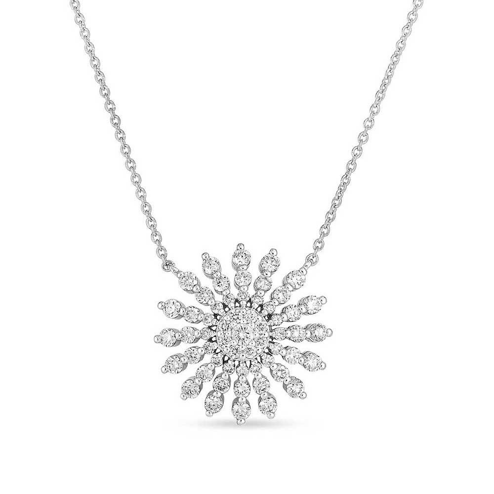Roberto Coin Tiny Treasures Diamond Sunburst Necklace 18K