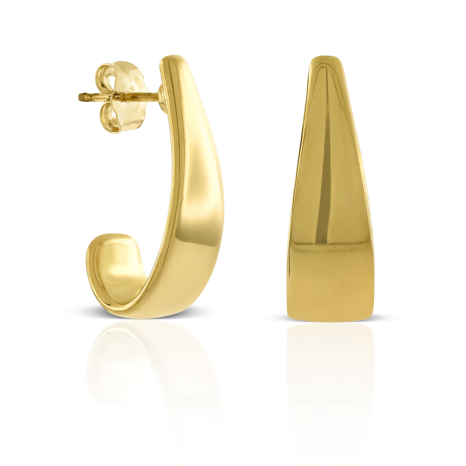 20MM Medium "J" Hoop Earrings 14K