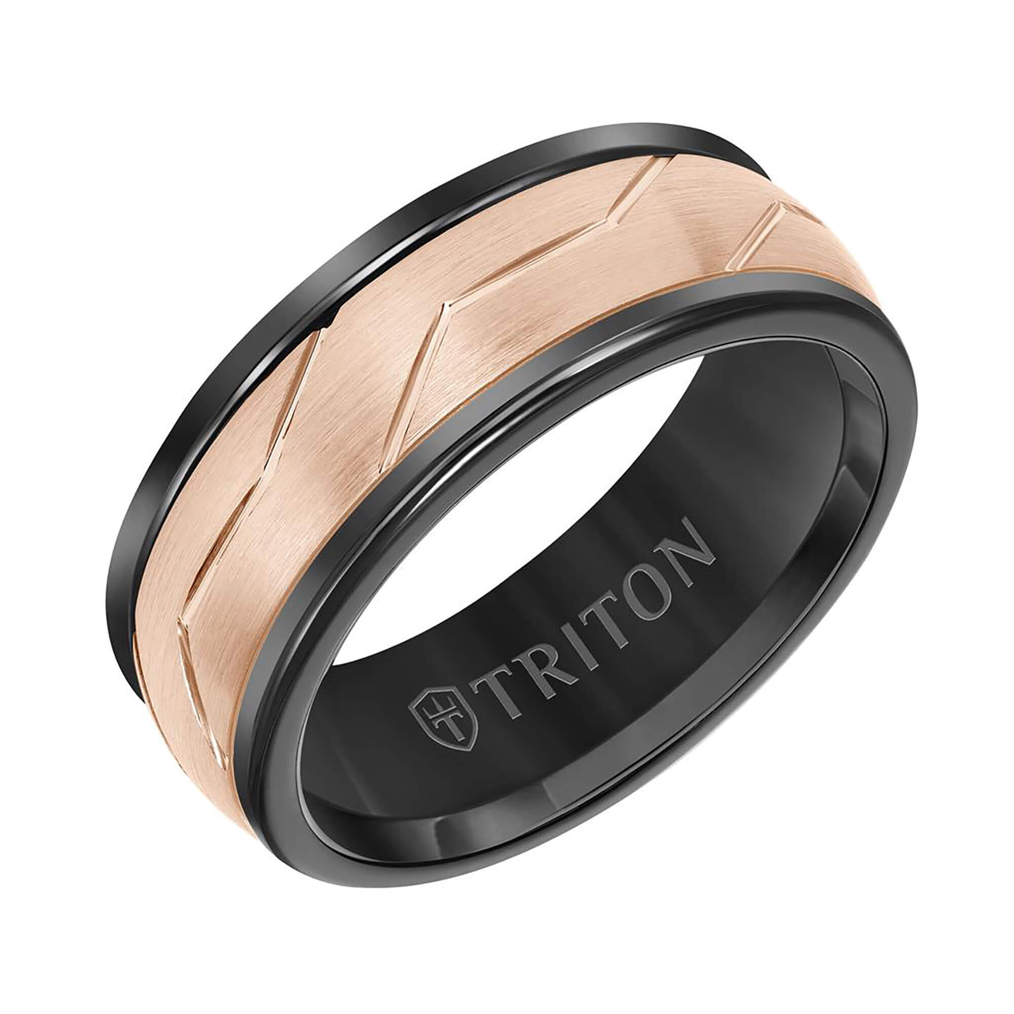 TRITON Woven Finish Round Edge Contemporary Tungsten Wedding Band, 8MM