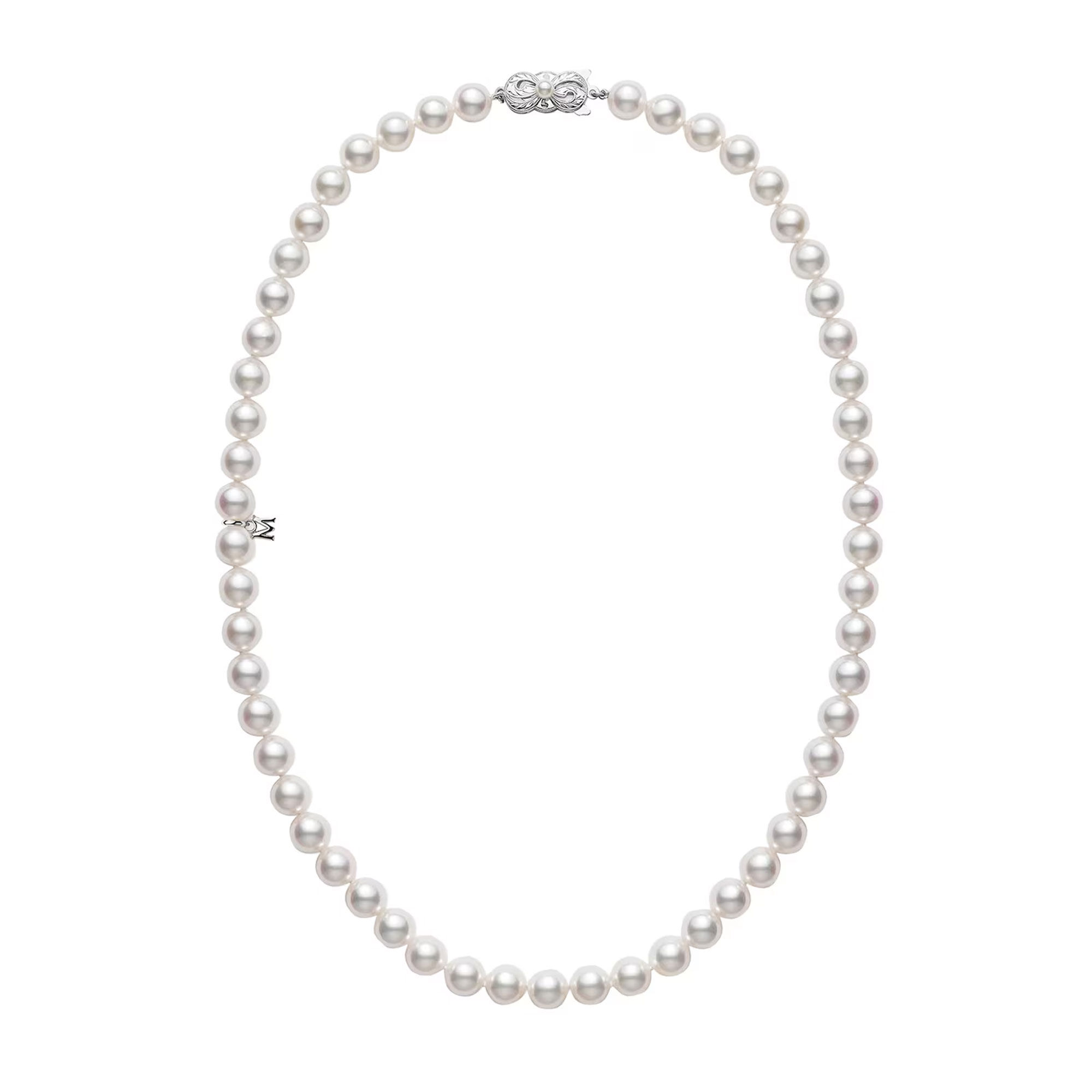 Mikimoto 16 Inch Akoya Cultured Pearl Necklace in 18K White Gold