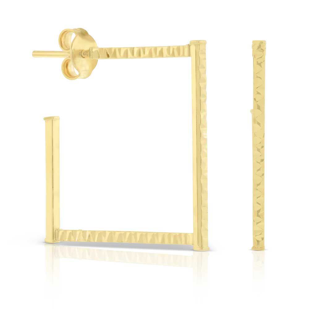 Square Hoop Earrings, 14K Yellow Gold