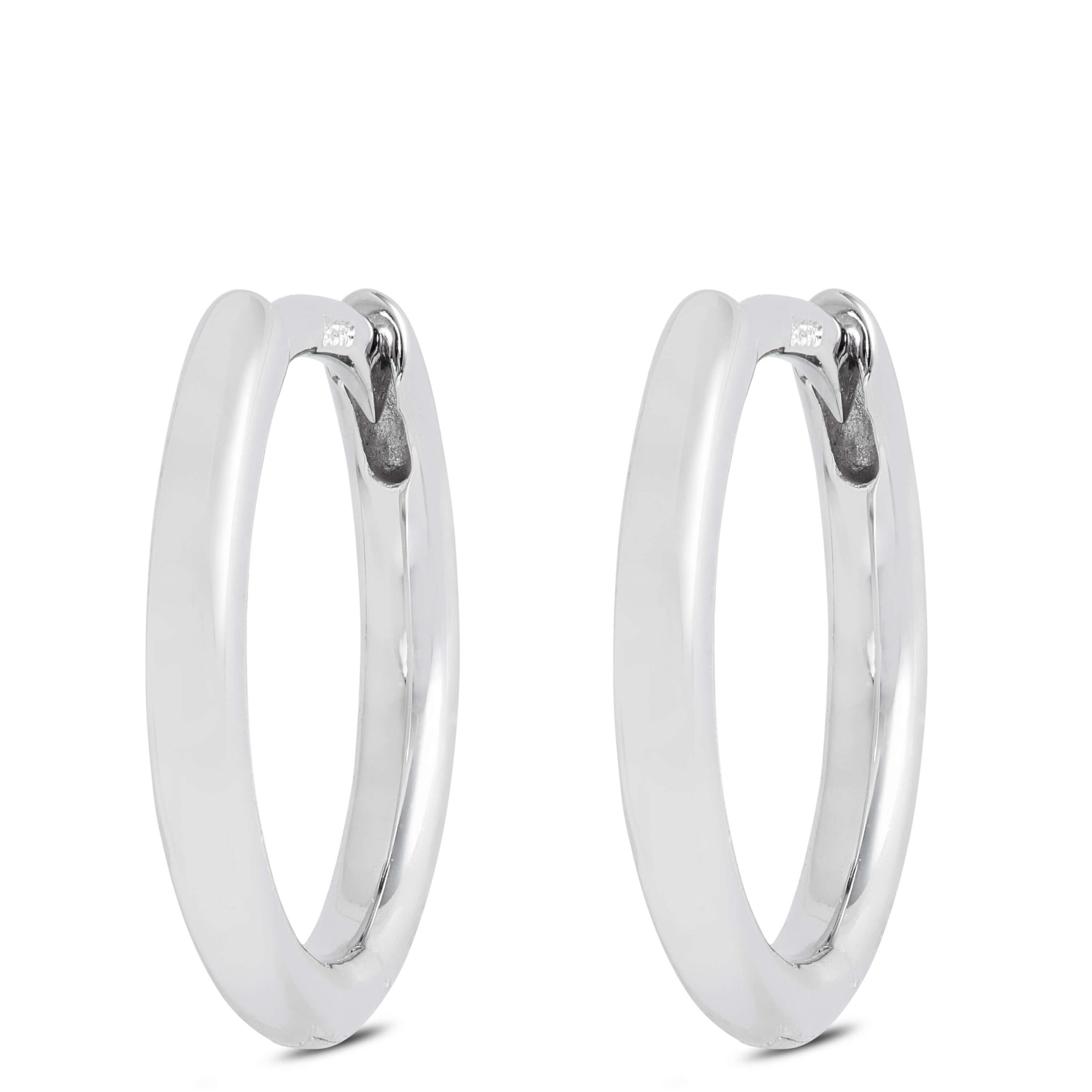 12MM Smooth Huggie Hoop Earrings, 14K White Gold