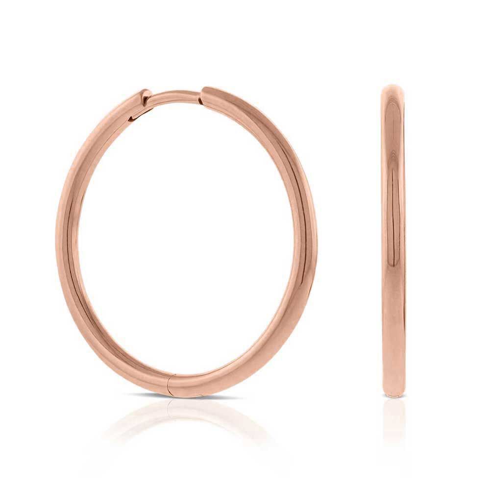 25MM Rose Gold Smooth Hoop Earrings 14K