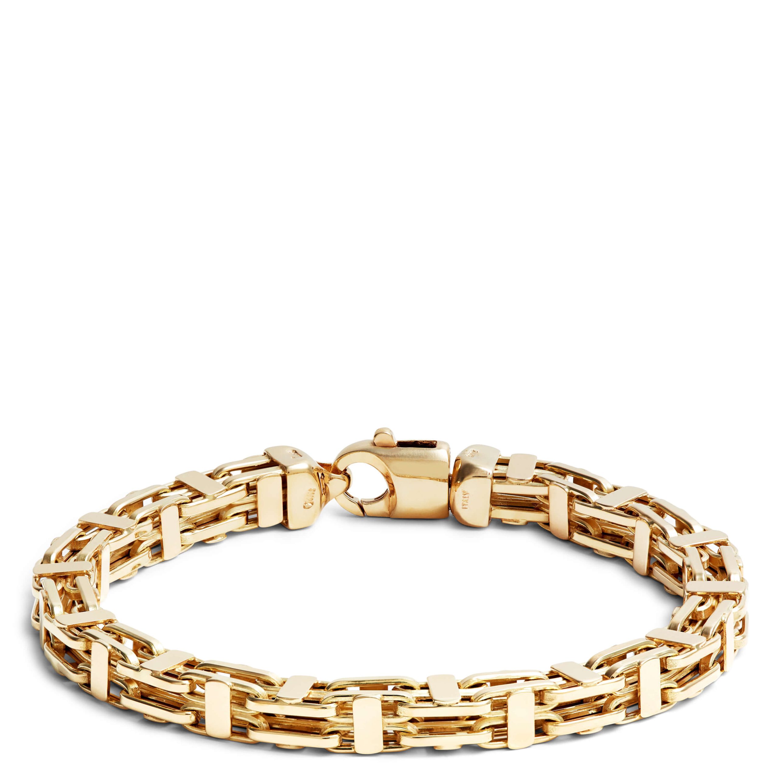 Toscano 8.5-Inch Square Linked Swivel Clasp Bracelet, 14K Yellow Gold