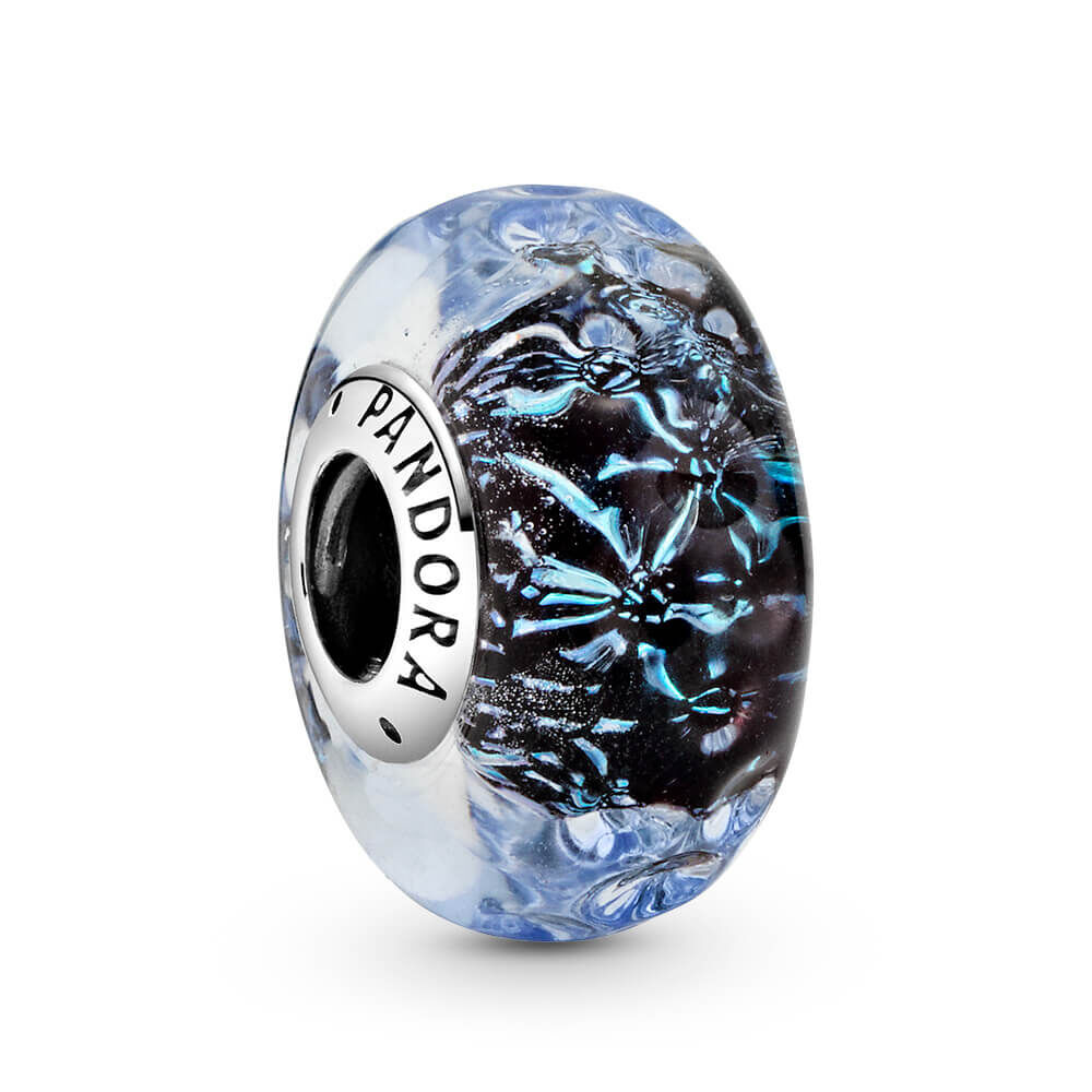 Wavy Dark Blue Murano Glass Ocean Charm