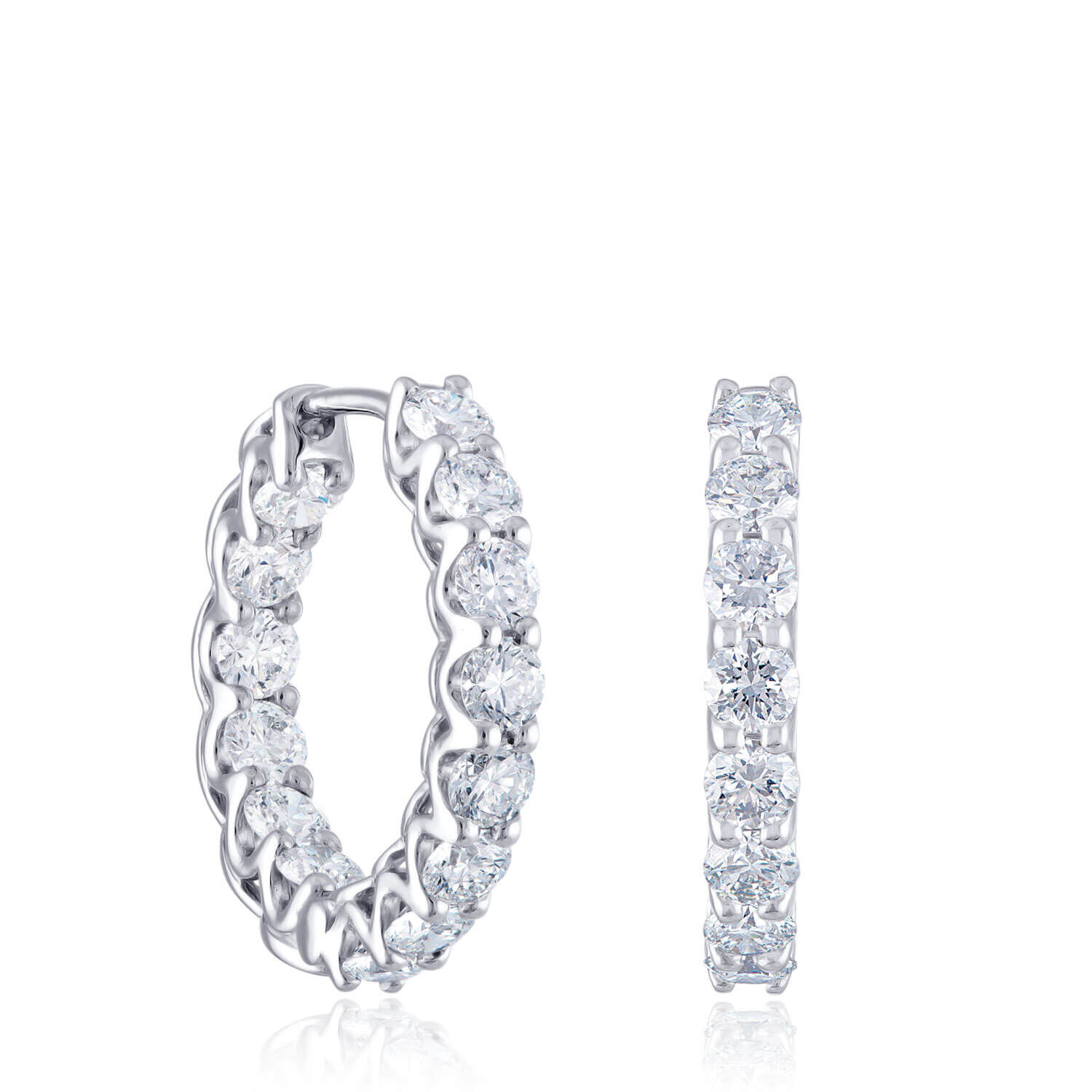 18MM Diamond Inside Outside Hoop Earrings 14K, 2 ctw.