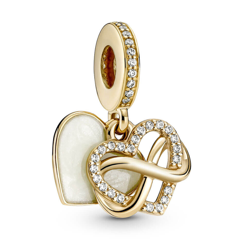 Pandora Sparkling Infinity Heart Enamel & CZ Dangle Charm 14K