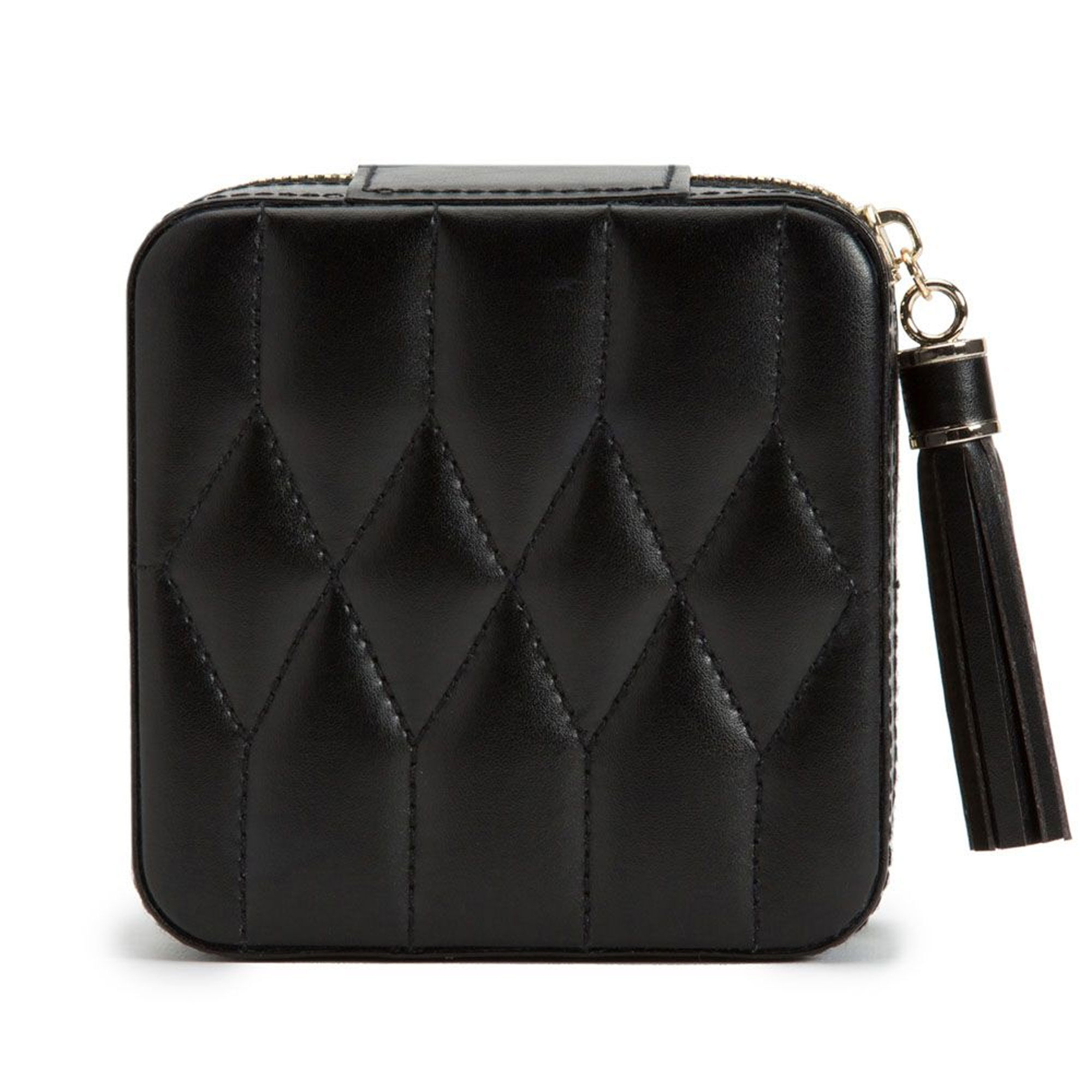 WOLF Caroline Black Leather Zip Travel Case