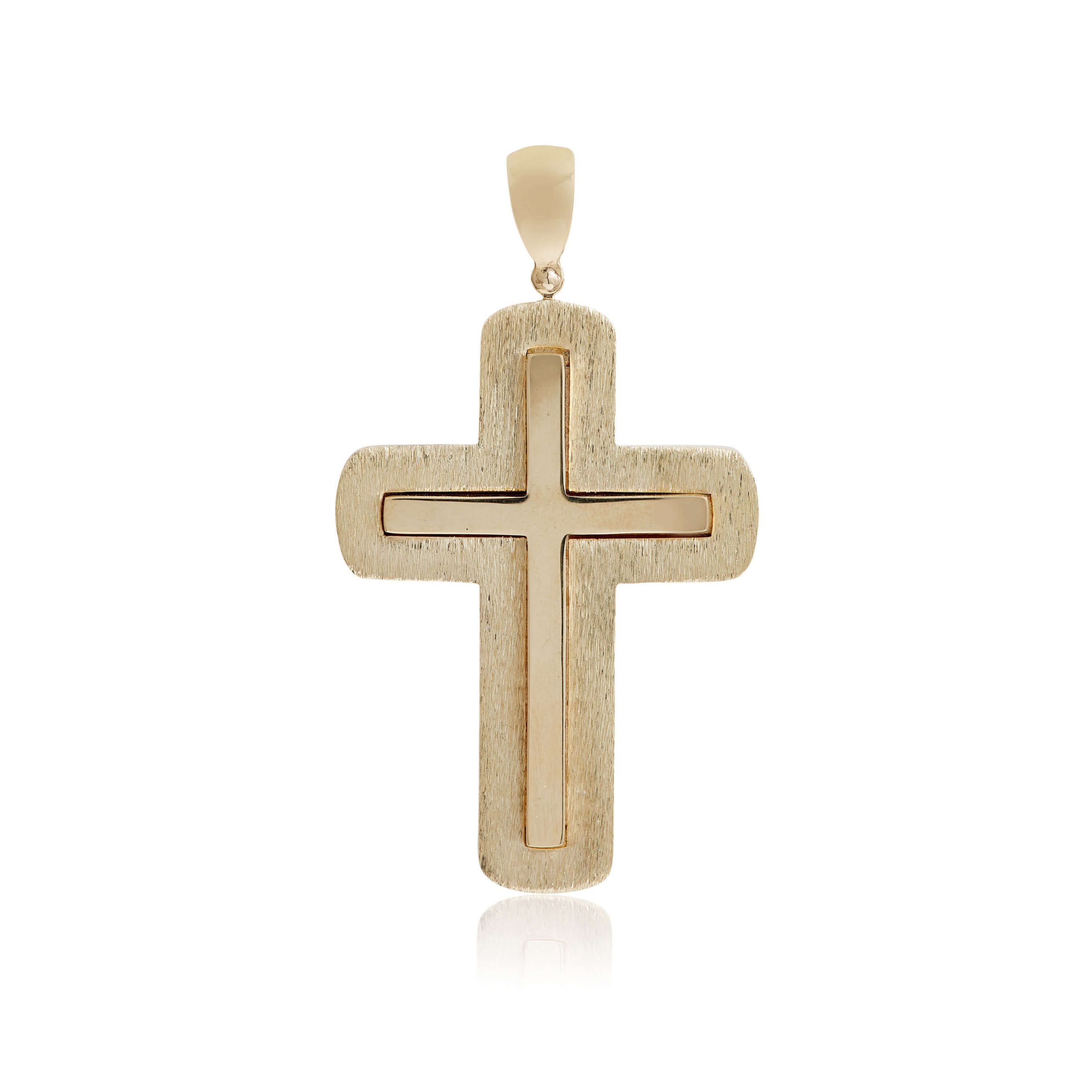 Textured Cross Pendant 14K