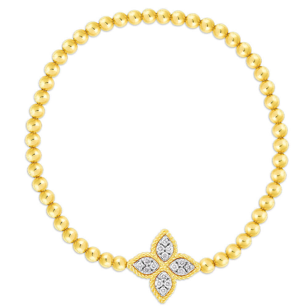 Roberto Coin Princess Flower Med Diamond Bracelet 18K