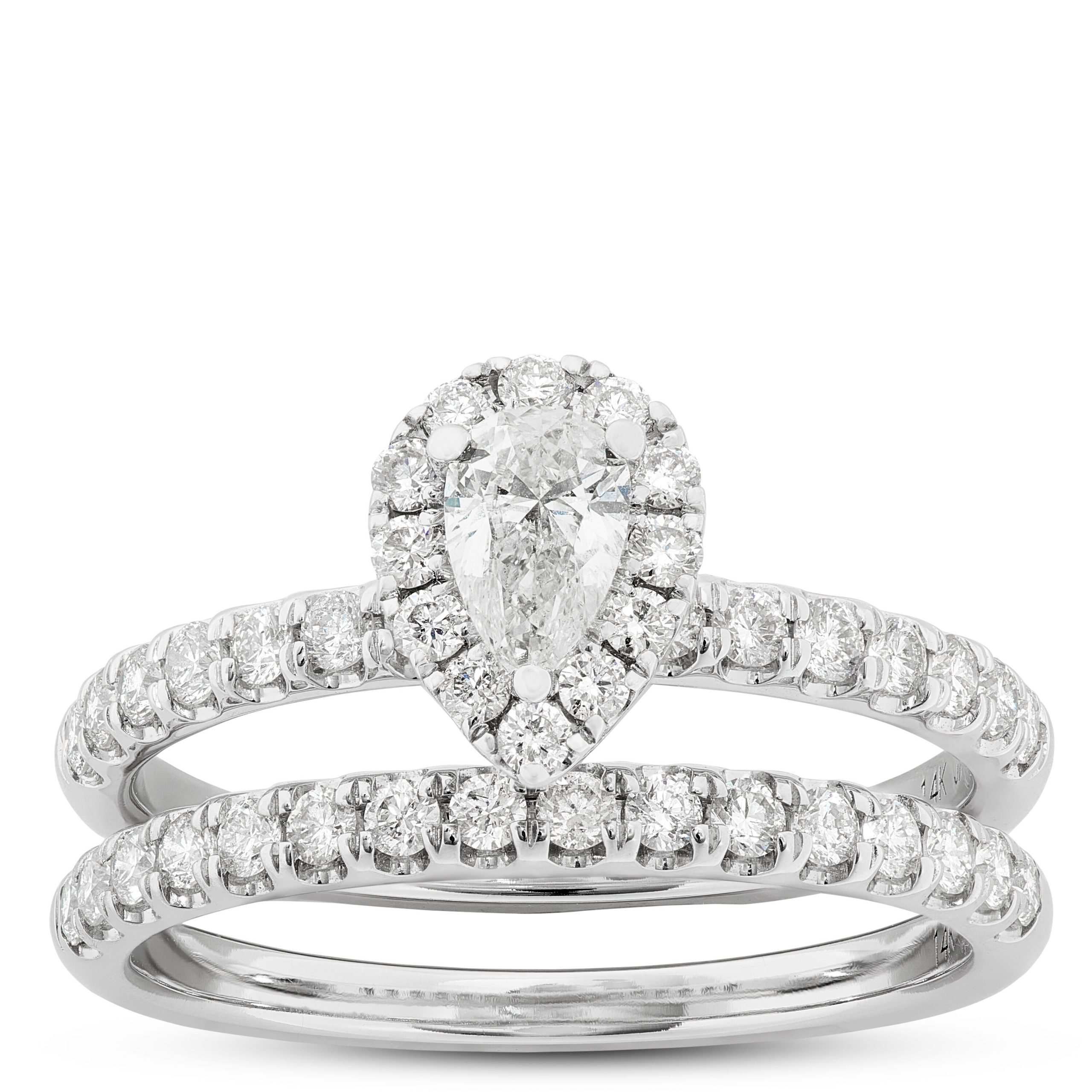 Pear-Cut Diamond Bridal Set, 14K White Gold