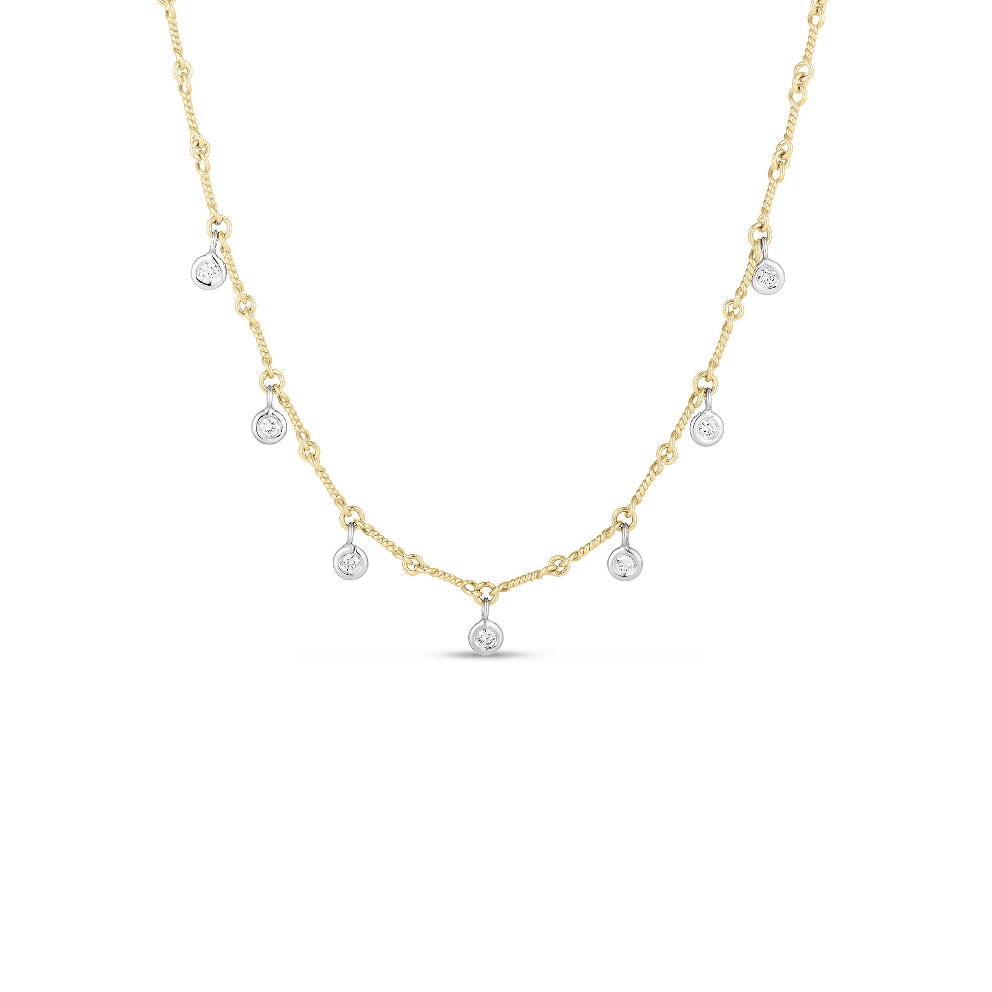 Roberto Coin Diamonds By The Inch Collection Dog Bone 18K Yellow Gold Diamonds Necklace