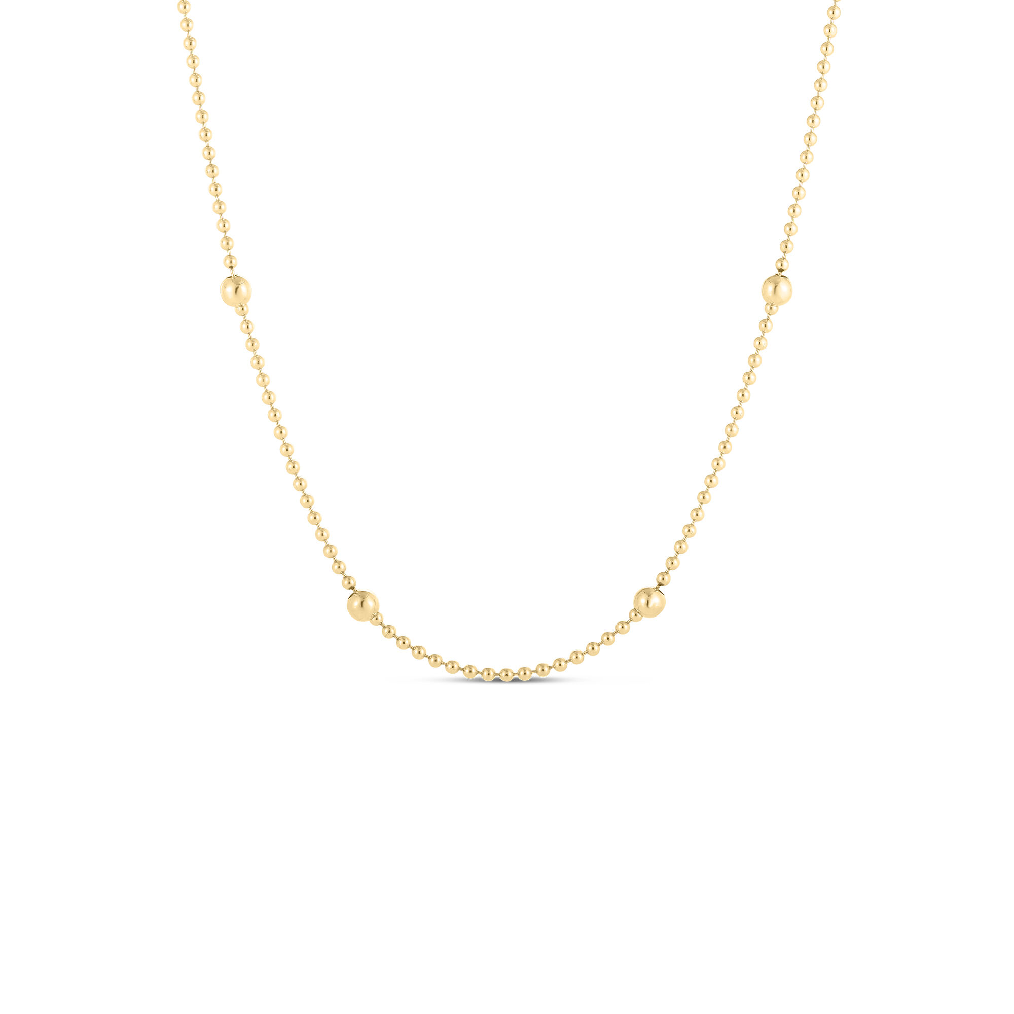 Roberto Coin Beaded Chain Yellow Gold Chain, 18 Inch