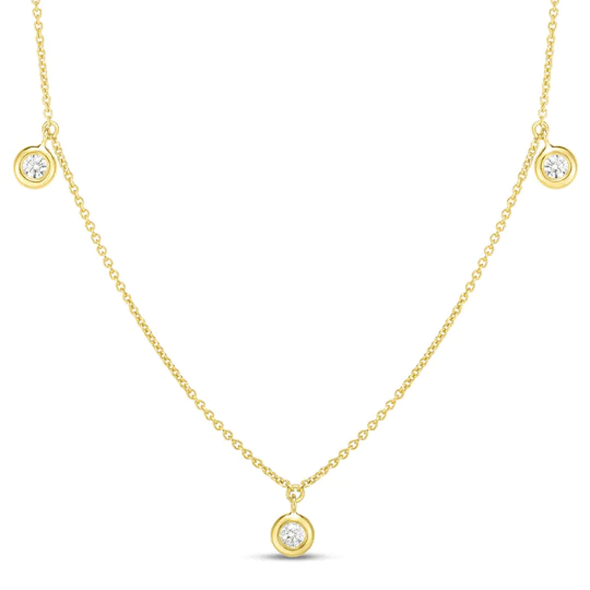 Roberto Coin Diamonds By The Inch 18K Gold Dangling 3 Station Necklace, 17″