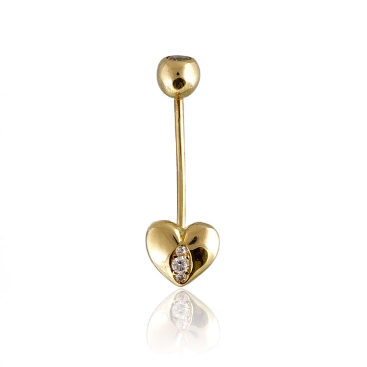 14k Gold Belly Heart Piercing