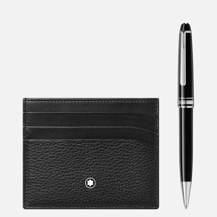Set with Meisterstück Platinum-Coated Classique Ballpoint Pen and Meisterstück Soft Grain Pocket 6cc
