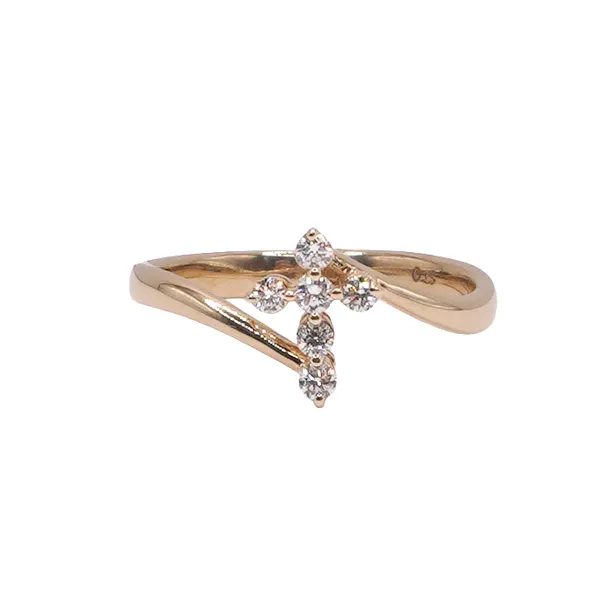 .15ctw Diamond Cross Ring- 14k Yellow Gold