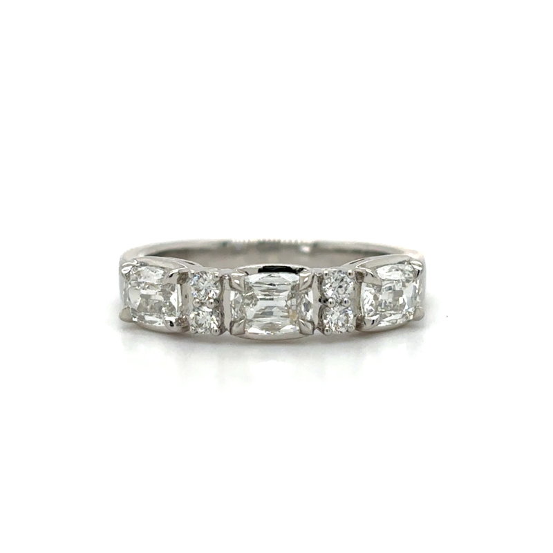 HENRI DAUSSI 3 Stone Cushion Diamond Band