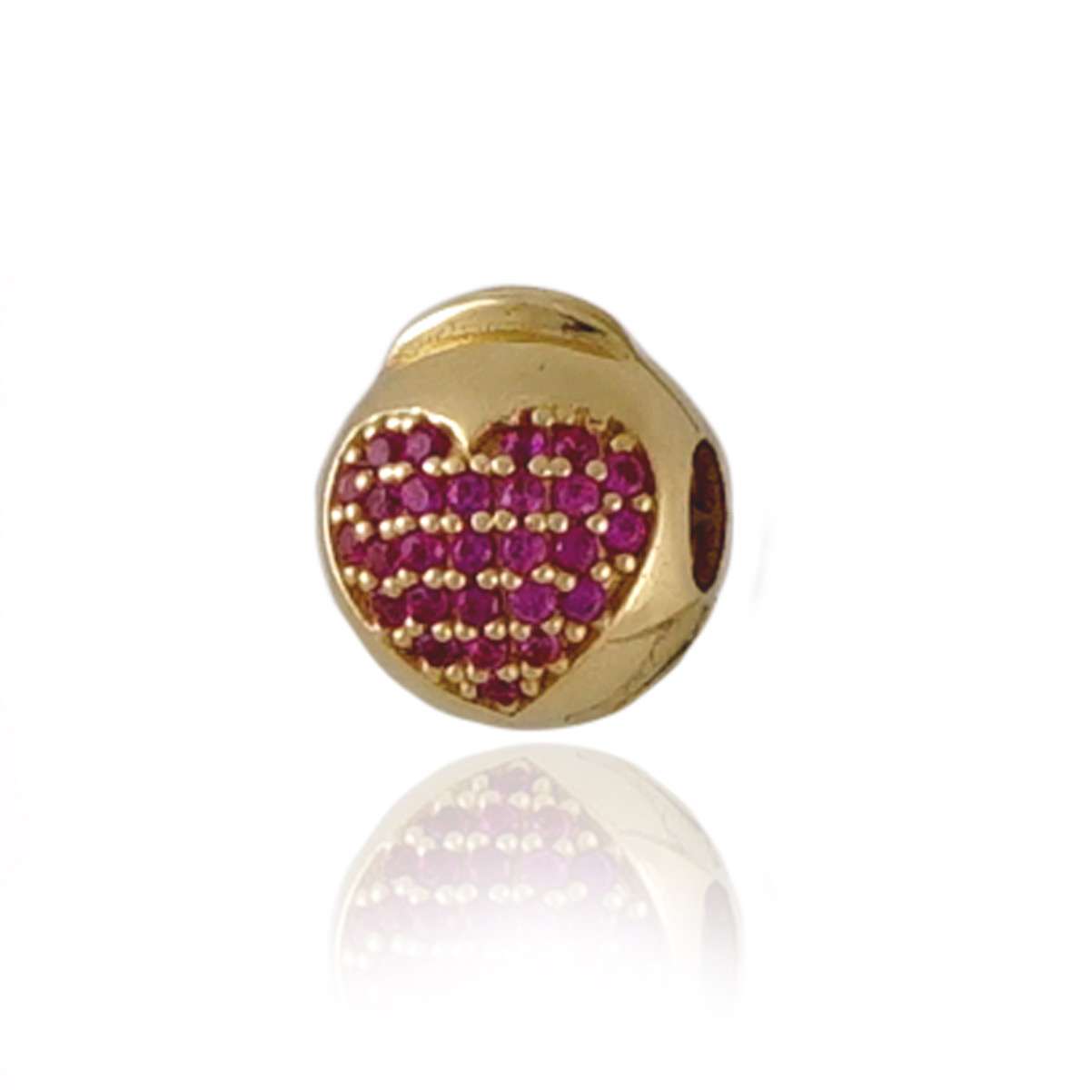 14k Gold Red Heart Bracelet Charm