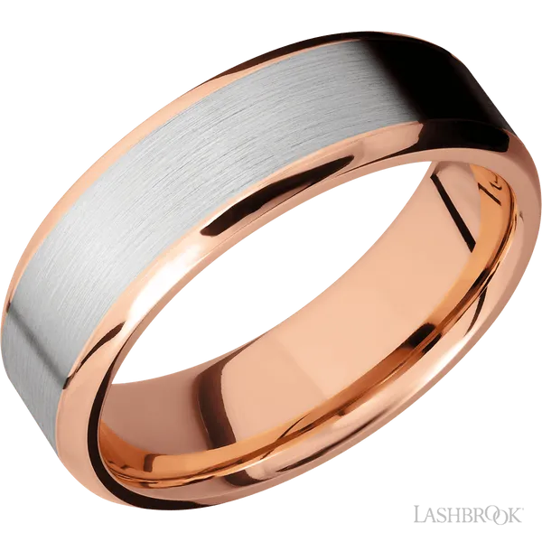 14K Rose Gold with Polish , Polish Finish and 14K White Gold Inlay