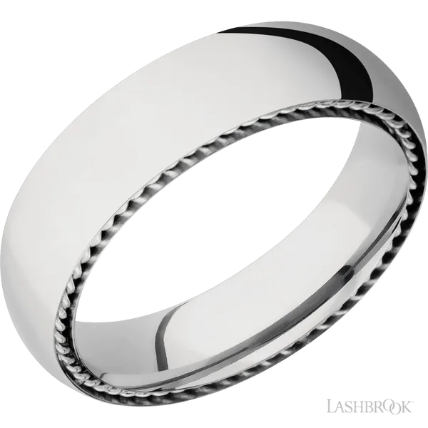 14K White Gold with Polish Finish and 14K White Gold Inlay