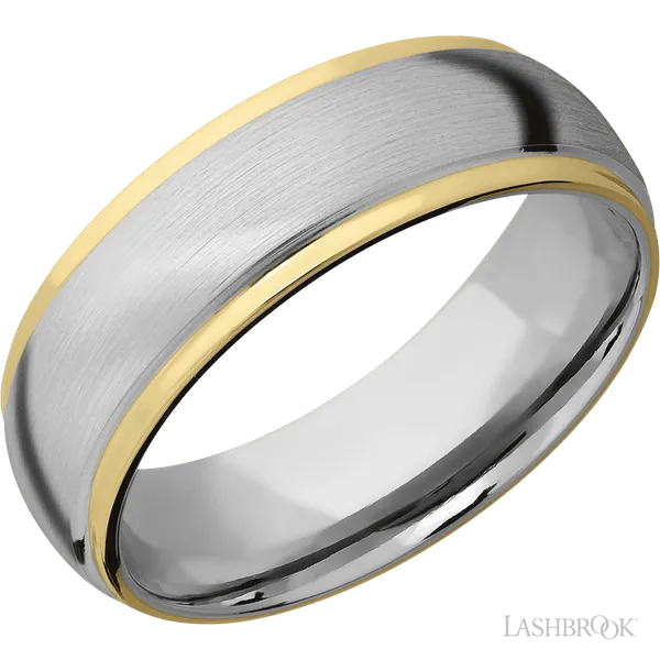 14K White Gold with Satin , Polish Finish and 14K Yellow Gold Inlay