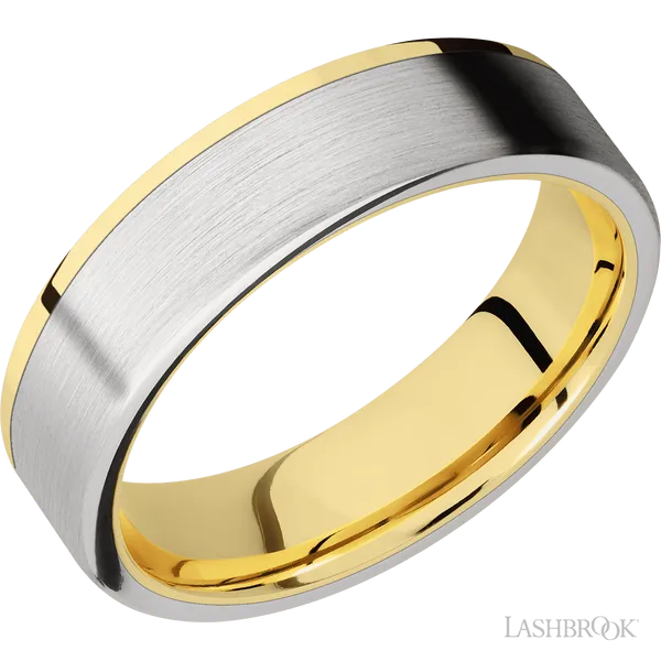 14K Yellow Gold with Polish Finish and Cobalt Chrome Inlay