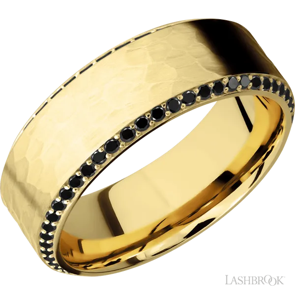 14K Yellow Gold with Hammer , Polish Finish