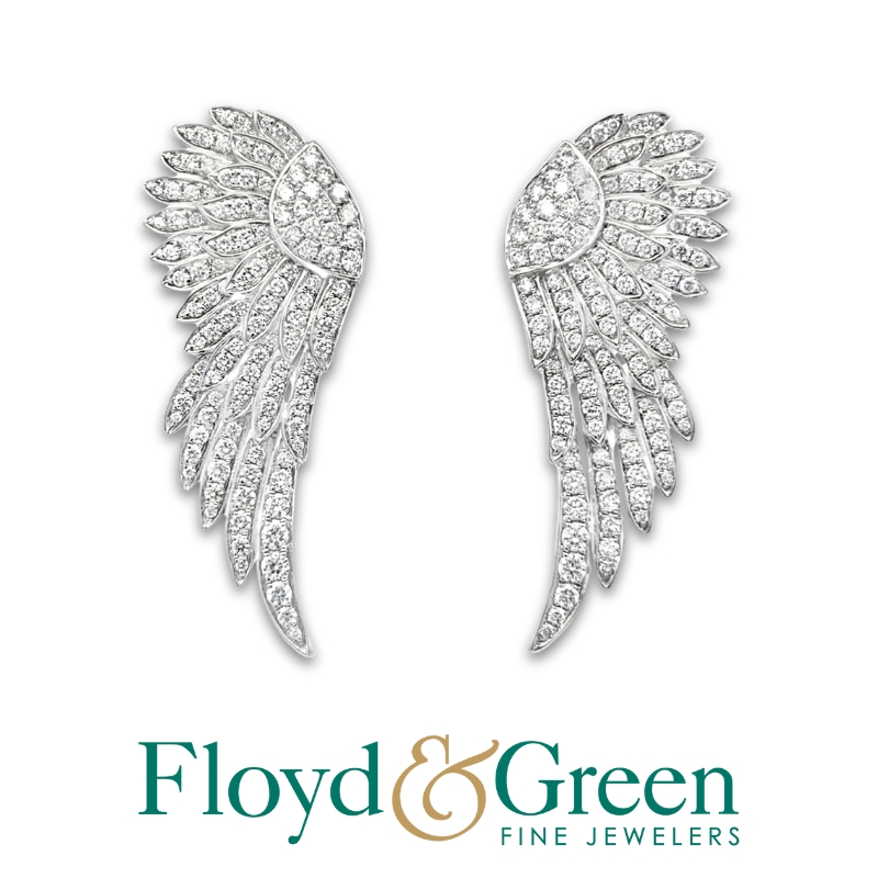Diamond Wing Stud Earrings