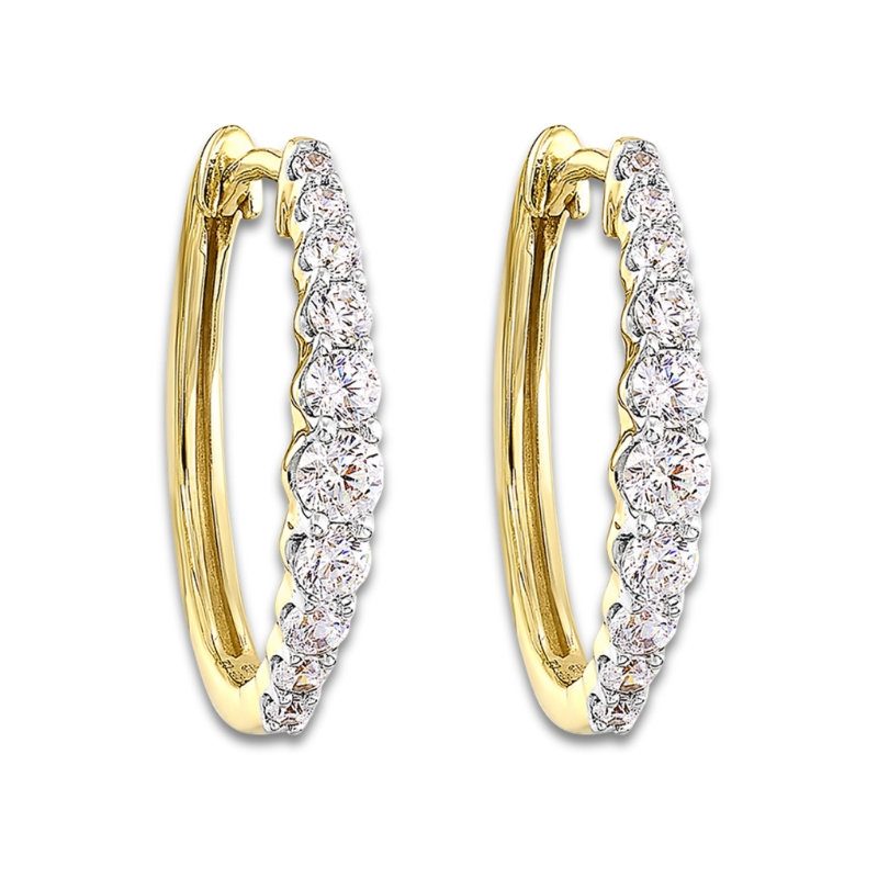Graduated Diamond Hoop Earrings