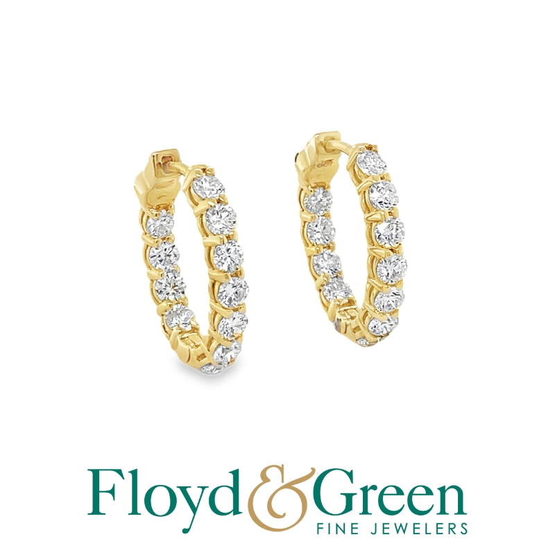 Oval Diamond Inside Out Hoops