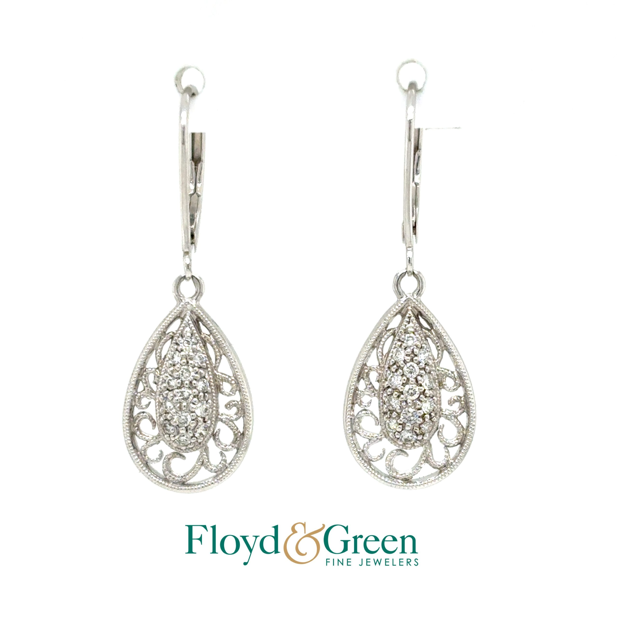 Filigree Diamond Dangle Earrnigs