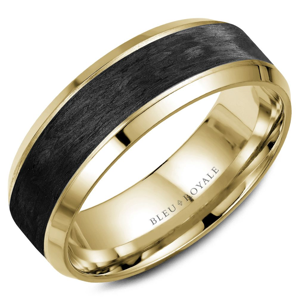 14K Yellow Gold With Black Carbon Center